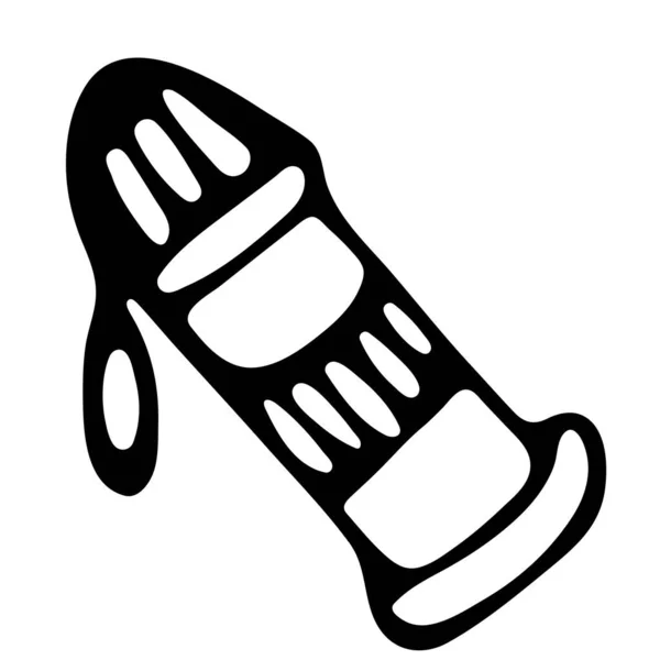Векторная ручная иллюстрация фляжки на изолированном белом фоне, черный контур. Пешие прогулки, отдых, Пешие прогулки, кемпинг, черно-белый Дудли. . — стоковый вектор