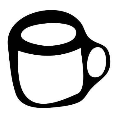 İzole edilmiş beyaz arka planda, siyah çizgili bir fincanın vektör el çizimi. Doodle şeklinde elle boyanmış. Ağ, broşür, tekstil, duvar kağıdı, kumaş tasarımı.
