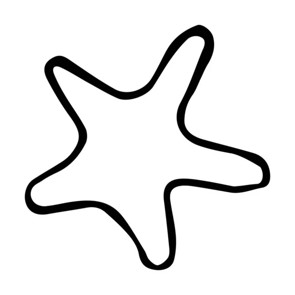 Denizyıldızı ikonu. Beyaz arkaplanda Doodle tarzında vektör illüstrasyonu izole edildi. Seyahat ve yaz tatilleri için tasarım.