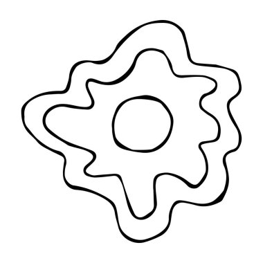 Karalama yaz setindeki tek güneş elementi. Tebrik kartları, posterler, çıkartmalar ve mevsimsel tasarım için el çizimi vektör çizimi.