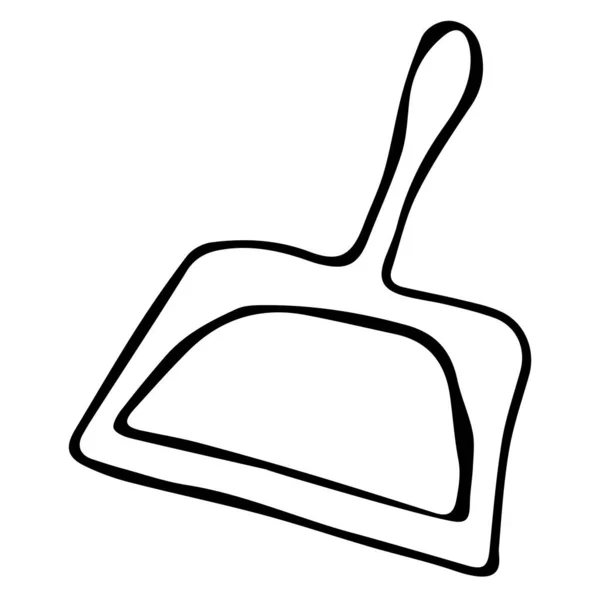 Ilustración vectorial dibujada a mano con cuchara para limpiar la basura en el baño y otras habitaciones. Imagen aislada sobre fondo blanco para volantes, pancartas y otros materiales impresos . — Vector de stock