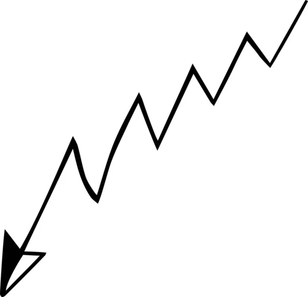 Seta vetorial desenhada à mão Doodle em um fundo branco como zig-zag ou relâmpago. Ilustração vetorial de um elemento de design. Pode ser usado para livros, papel de embrulho, tecido, têxteis, web —  Vetores de Stock