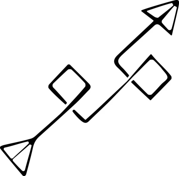 Vetor desenhado à mão doodle seta geométrica sobre fundo branco. Desenho elemento ilustração vetorial. Pode ser usado para livros, papel de embrulho, tecido, têxteis, web — Vetor de Stock