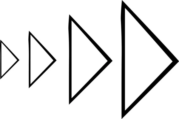 Handgezeichneter Pfeilvektor in Form von Doodle-Dreiecken auf weißem Hintergrund. Vektorillustration eines Gestaltungselements. Verwendbar für Bücher, Geschenkpapier, Stoff, Textilien, Web — Stockvektor
