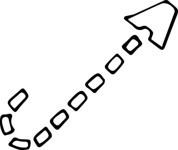 Ręcznie rysowana strzałka wektorowa jako kropkowana linia doodle na białym tle. Ilustracja wektora elementu projektu. Może być stosowany do książek, papieru pakowego, tkanin, tkanin, tkanin, web — Wektor stockowy