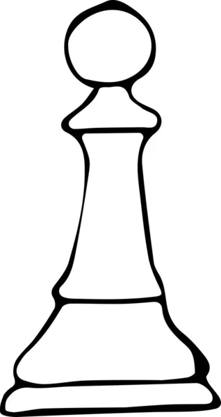 Vector illustration of a chess piece-a pawn in the Doodle style. The concept of a chess game, a player, a competition, a duel. Black outline on a white background — Stock Vector