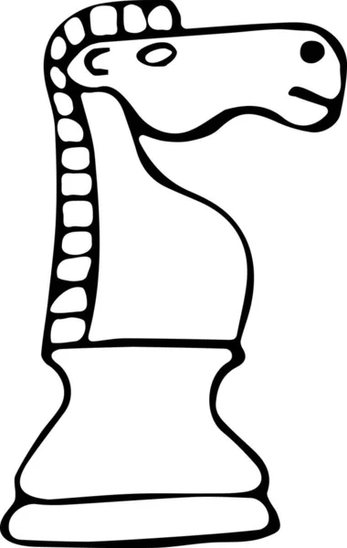 Doodle tarzında satranç taşı bir atın vektör çizimi. Satranç, oyuncu, yarışma, düello konsepti. Beyaz arkaplanda siyah bir özet
