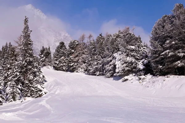 下雪的冬天在山上 — 图库照片