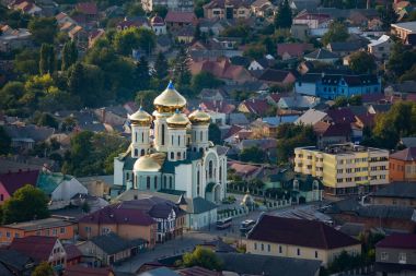 Şehir Khust, Ukrayna. Üstten Görünüm