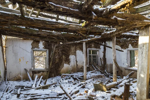 Ruines Vieux Adobe Maison Rurale Intérieur Maison Bétail Daub Avec — Photo