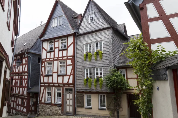 Limburg, Německo, úzké ulice starého středověkého města — Stock fotografie