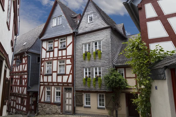 Limburg, Niemcy, wąskiej uliczce starego miasta w średniowiecznej — Zdjęcie stockowe