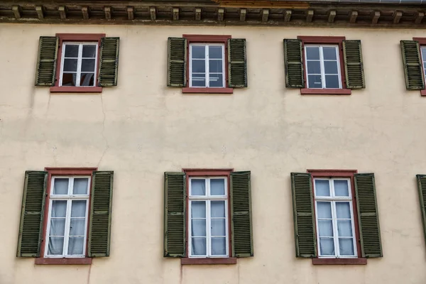 Facciata di vecchio edificio con finestre — Foto Stock