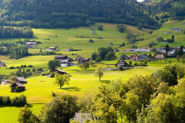Solar alpine village in Switzerland Stock Picture