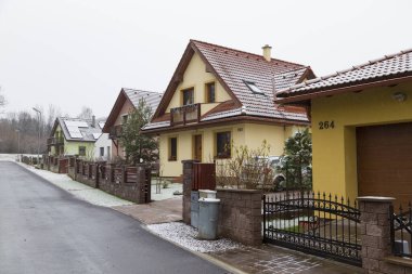 Modern street in old Smrečany village. Liptov region. Western T