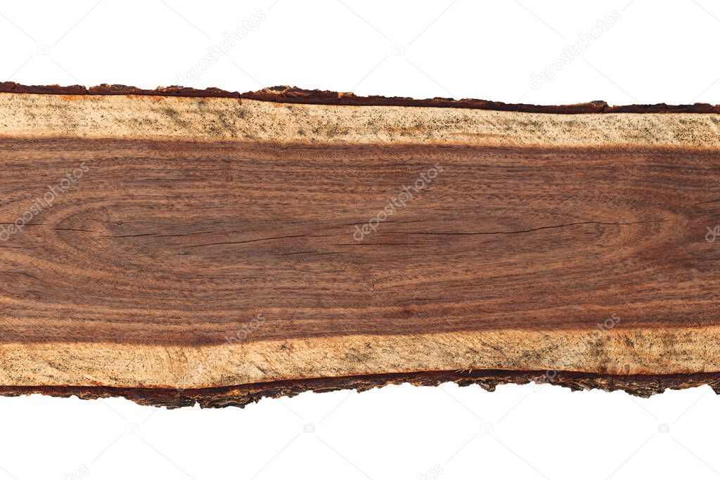 Solid wood plank isolated on a white background
