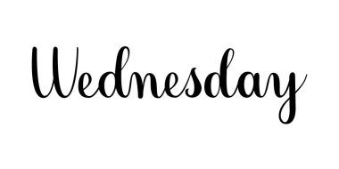 Çarşamba elle yazılmış. Beyaz arkaplanda vektör metin ögesi izole edildi. Kaligrafi biçimi elle çizilmiş yazı. 