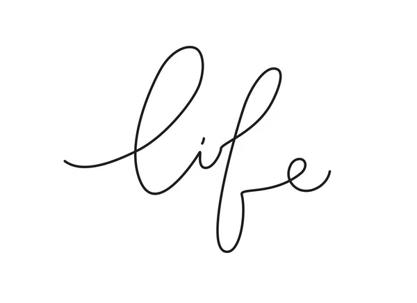 Word Life escrito a mano por una línea. Estilo moderno de caligrafía. Elemento de texto vectorial aislado sobre fondo blanco — Vector de stock