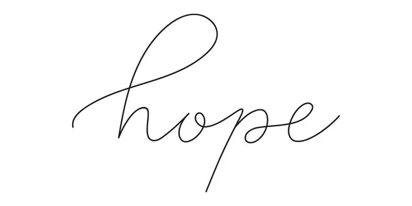 Schriftzug Hope, handgeschrieben mit einer Zeile. Schwarzer Vektor-Text isoliert auf weißem Hintergrund. Umrissstil — Stockvektor