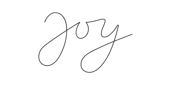 Schriftzug Joy handgeschrieben durch eine Zeile. Schwarzer Vektor-Text isoliert auf weißem Hintergrund. Umrissstil — Stockvektor