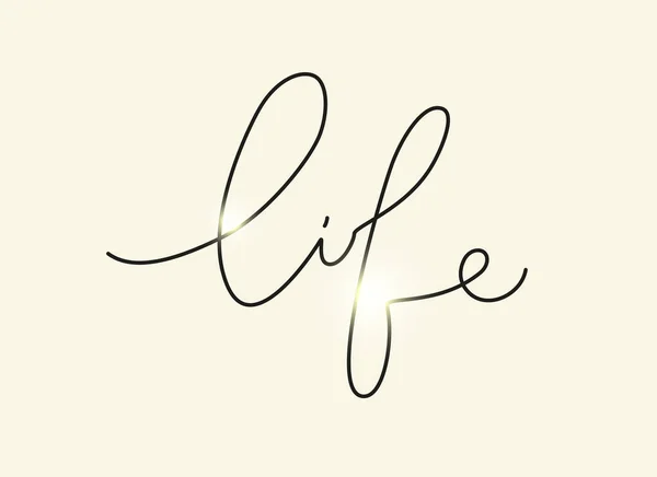 Word Life handskrivet på en rad. Modern pensel kalligrafi stil. Vektor isolerad på beige naken bakgrund med gnistrande element — Stock vektor