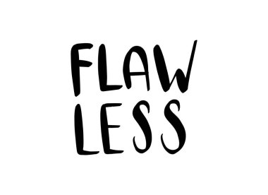 Kusursuz. El yazısıyla yazılmış resimli harfler. Güzellik hakkındaki siyah vektör ifadesi. Modern fırça darbesi