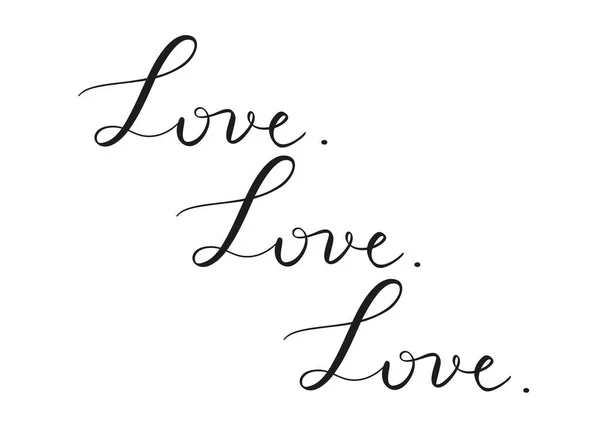 Com amor. Frase de lettering vetorial preto manuscrito em fundo branco. Estilo de caligrafia escova —  Vetores de Stock