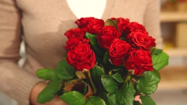 Woman with Roses — Stock Video