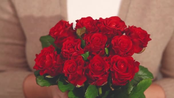 Woman with Roses — Stock Video