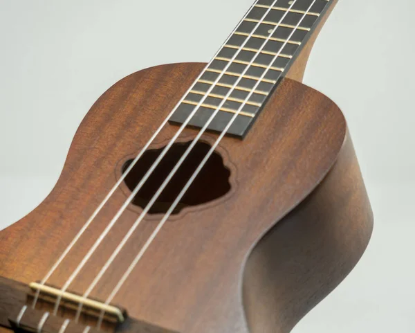 Koyu ağaç ukulele. Yaklaş.