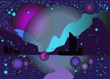  uzay manzarası. vektör çizimi soyut arkaplan.