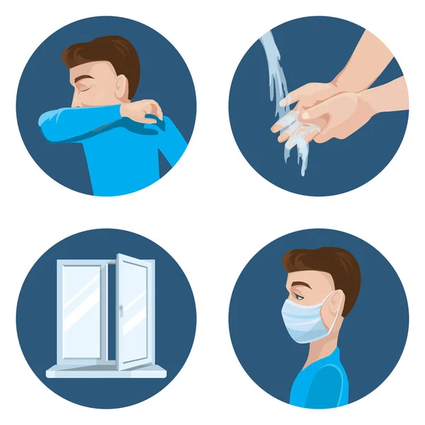 Precautions during spread of virus. — Stock Vector