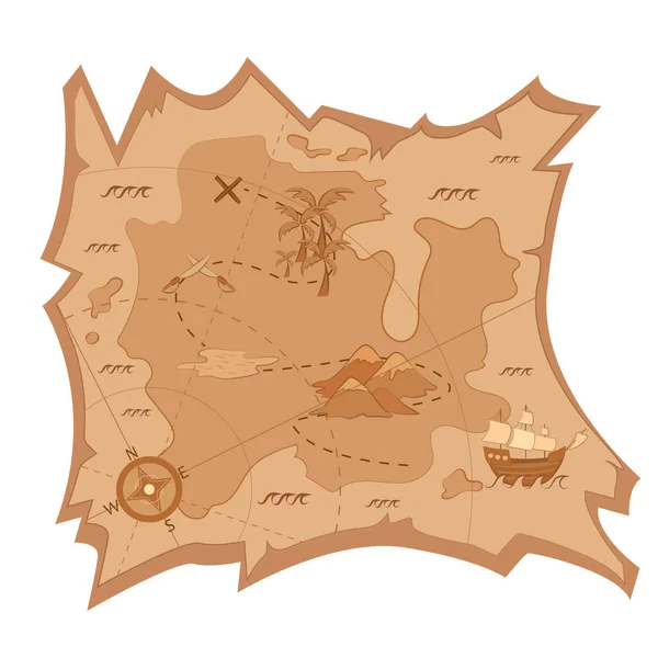 Treasure map on parchment. — Stock Vector