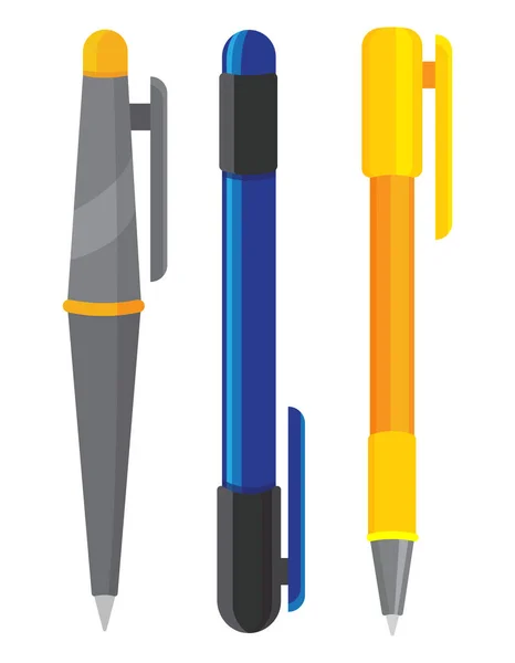 Set of different pens. — Stock Vector