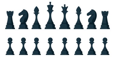 Set of all chess pieces. clipart