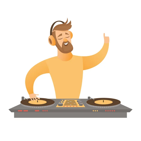 DJ play and mixing music. — Stock Vector