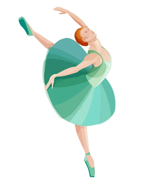 Yeşil elbiseli güzel dansçı.. — Stok Vektör