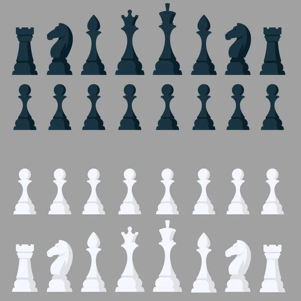 Satz aller Schachfiguren. — Stockvektor