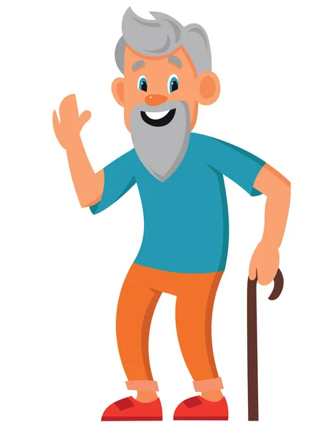 Old man in cartoon style. — Stock Vector