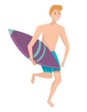 Tahtayla koşan sörfçü.