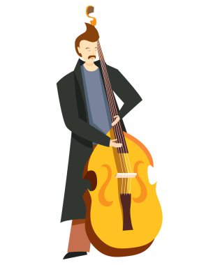 Çift bas çalan caz müzisyeni..