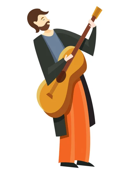 Jazzový hudebník hrající na kytaru. — Stockový vektor