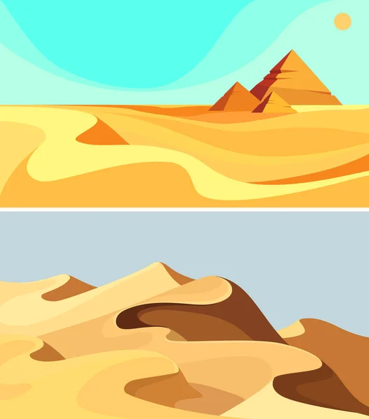 Dunes de sable en style dessin animé . — Image vectorielle