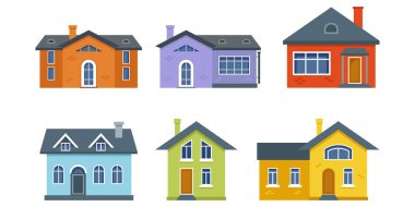 İki katlı konutların koleksiyonu.