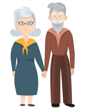 Yaşlı adam ve yaşlı kadın el ele tutuşuyorlar..