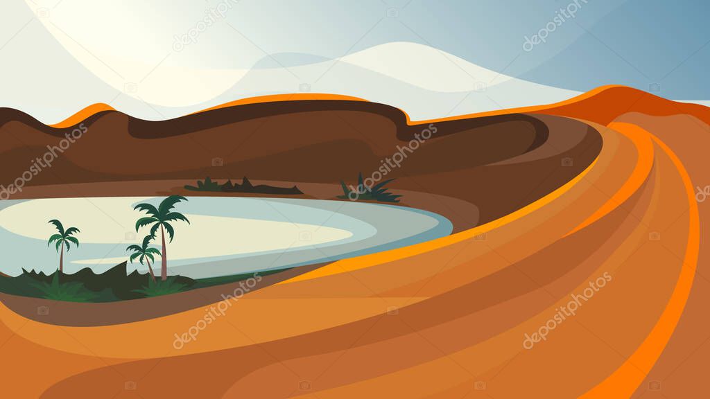 Desert oasis landscape.