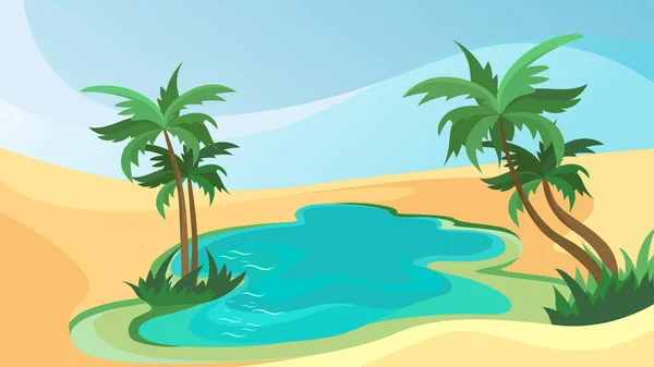 Paisaje oasis desierto. — Vector de stock