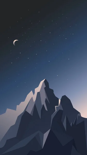 Montañas sobre un fondo de estrellas . — Vector de stock