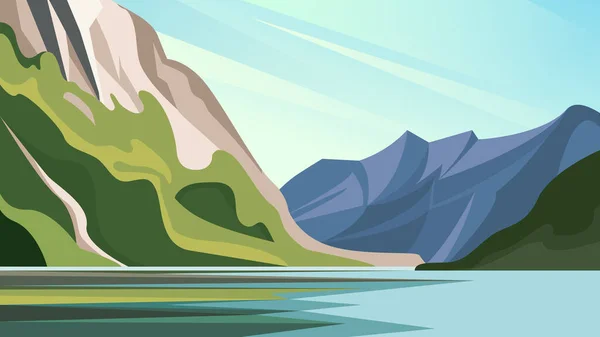 Beau paysage de fjord . — Image vectorielle