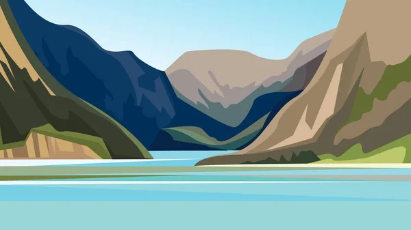Beau paysage de fjord . — Image vectorielle